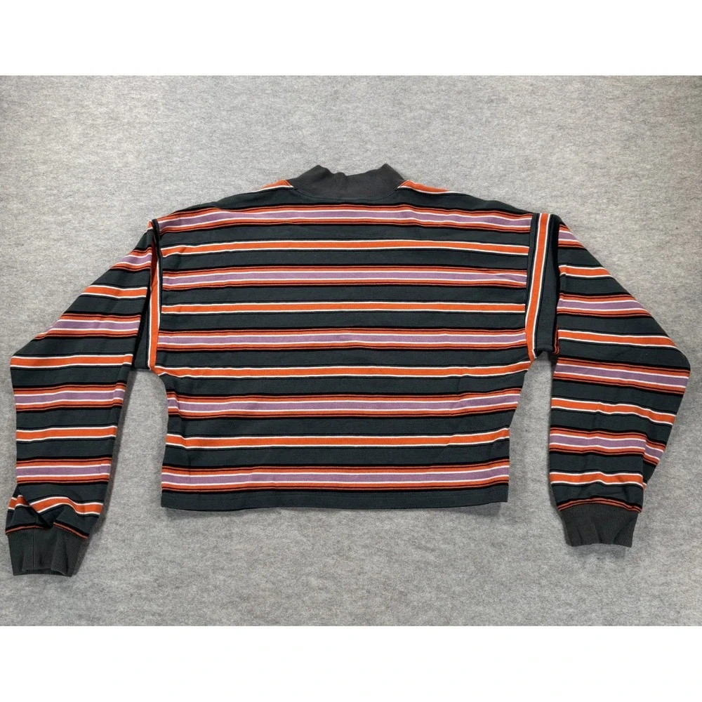 Wild Fable Womens Medium Black Orange Striped Mock Neck Pullover Sweater